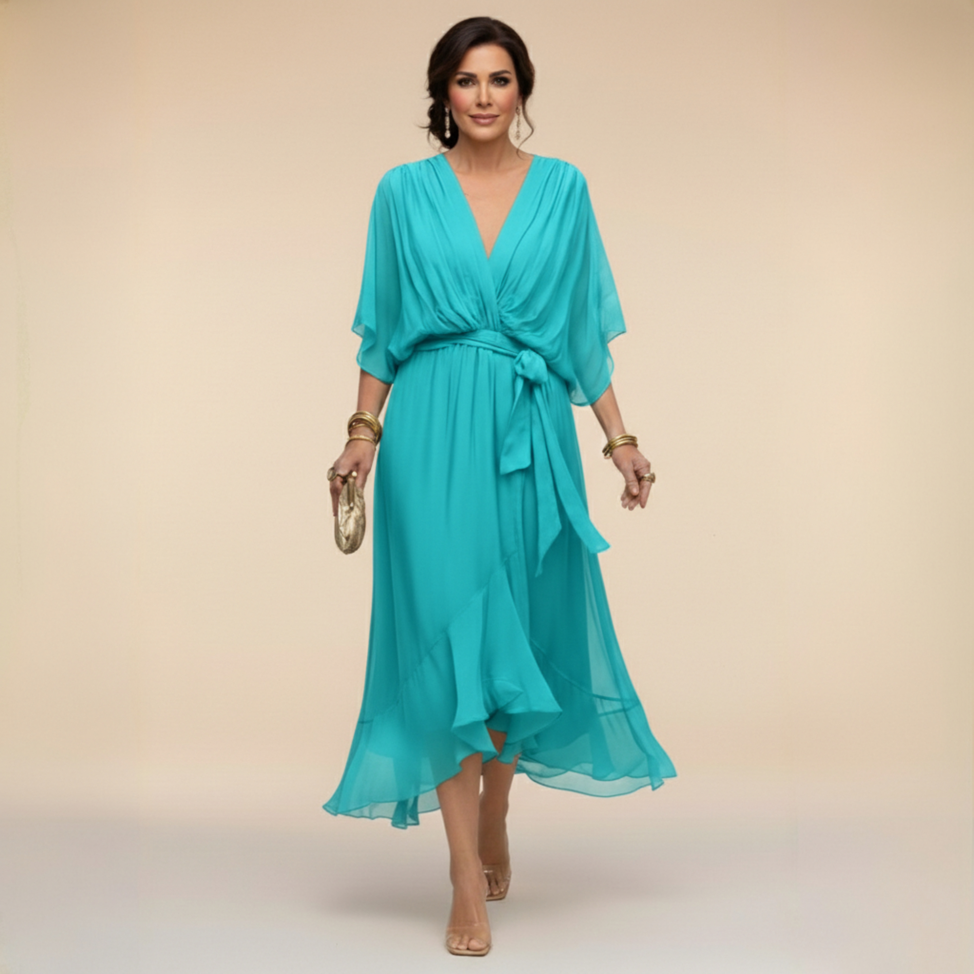 Monica | Chiffon V-Neck Maxi Dress