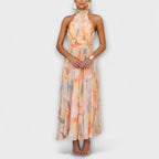 Delphine | Halter-Neck Watercolor Maxi