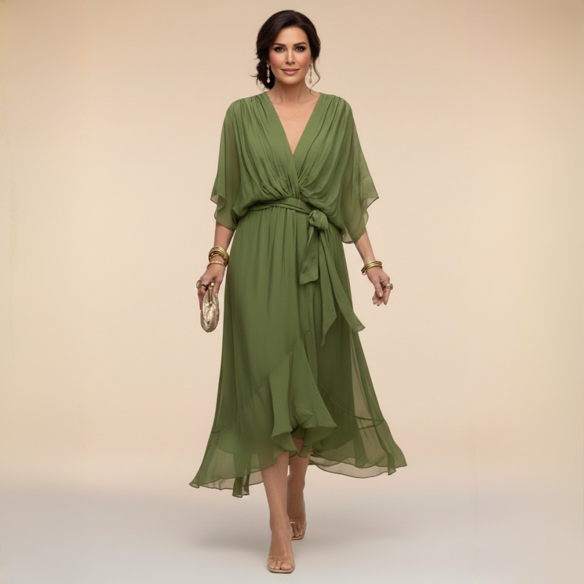 Monica | Chiffon V-Neck Maxi Dress