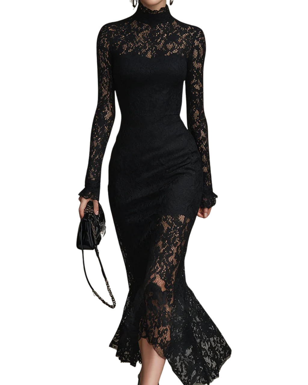 Aurore | Black Lace Maxi Dress