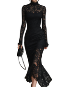 Aurore | Black Lace Maxi Dress