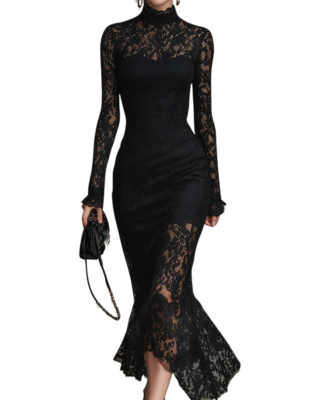 Aurore | Black Lace Maxi Dress