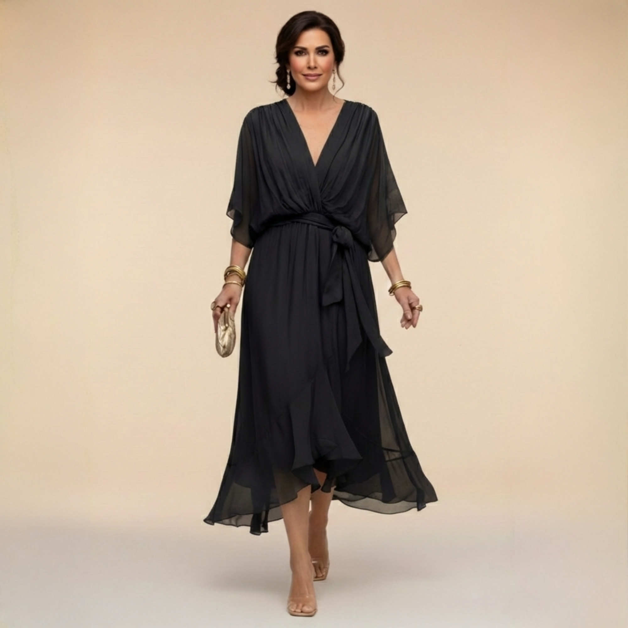 Monica | Chiffon V-Neck Maxi Dress
