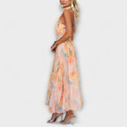 Delphine | Halter-Neck Watercolor Maxi