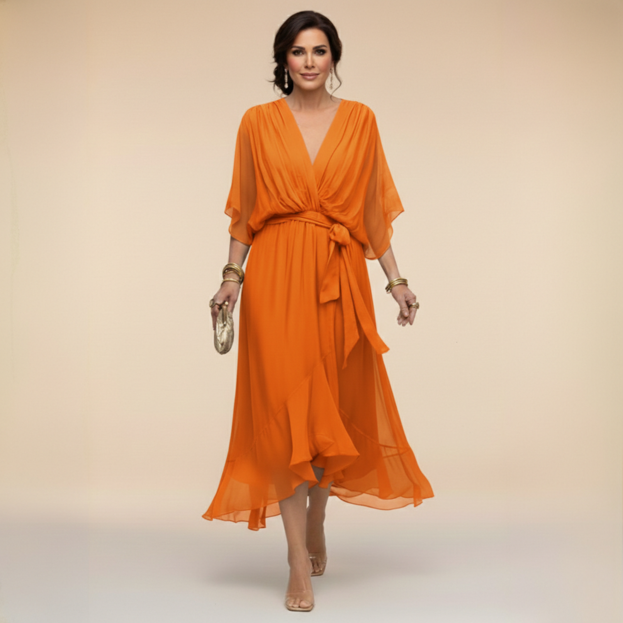 Monica | Chiffon V-Neck Maxi Dress