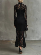 Aurore | Black Lace Maxi Dress