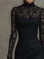 Aurore | Black Lace Maxi Dress