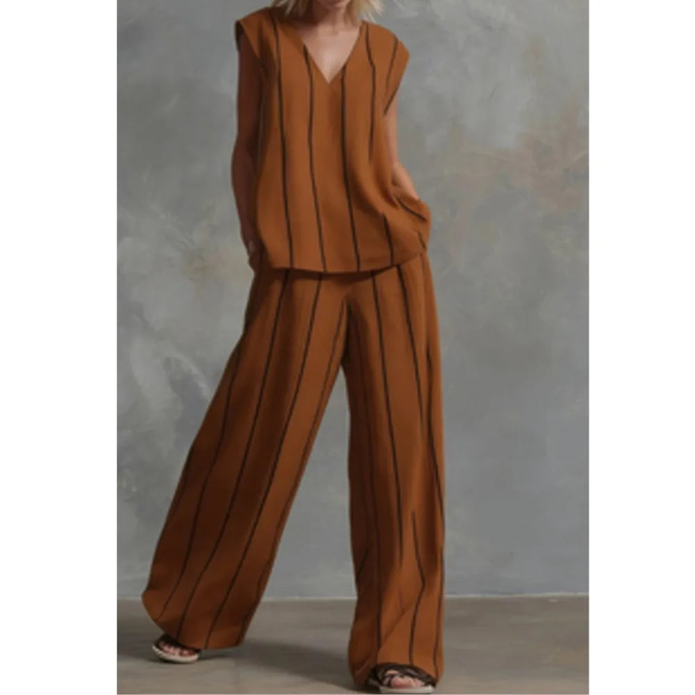 Evie™ | Striped Loose Top & Wide-Leg Pants Set