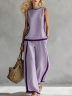 Margot™ | Retro Print Sleeveless Top & Trouser Set