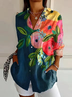 Ruby | Floral Flip-Neck Casual Top