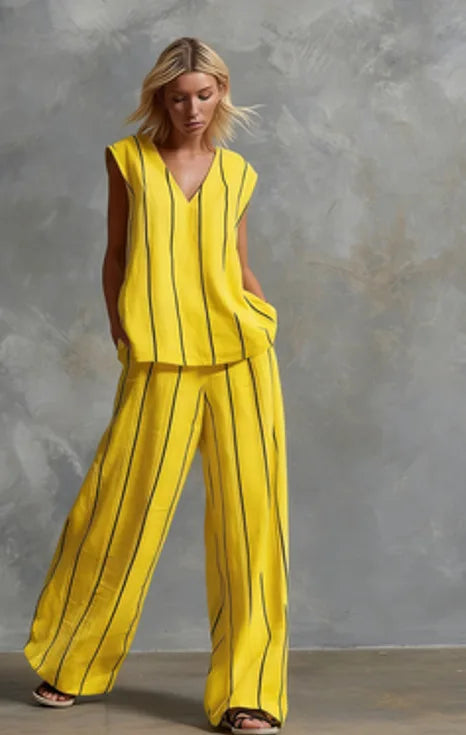Evie™ | Striped Loose Top & Wide-Leg Pants Set
