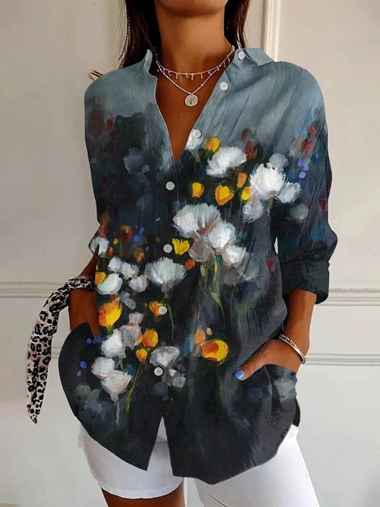 Lena | Floral Print Long Sleeve Shirt