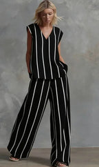 Evie™ | Striped Loose Top & Wide-Leg Pants Set