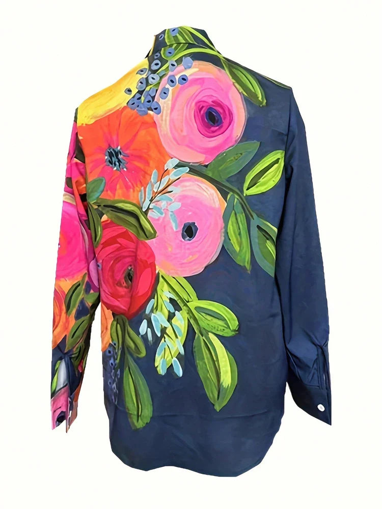 Ruby | Floral Flip-Neck Casual Top