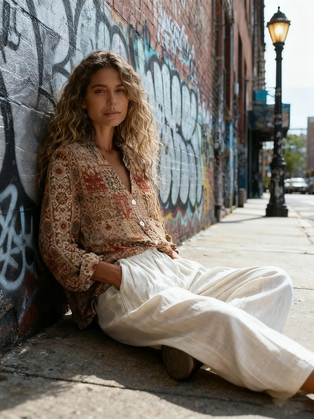 Maya | Bohemian Geometric Long Sleeve Shirt