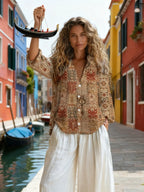 Maya | Bohemian Geometric Long Sleeve Shirt