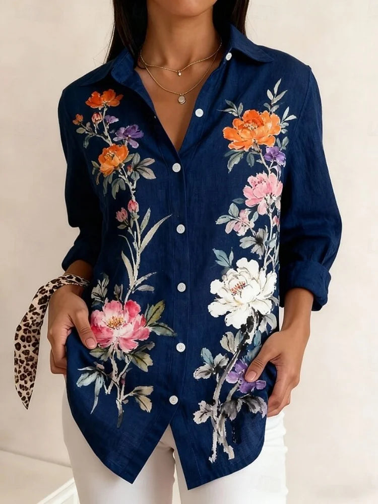Lena | Floral Print Long Sleeve Shirt