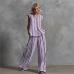 Evie™ | Striped Loose Top & Wide-Leg Pants Set