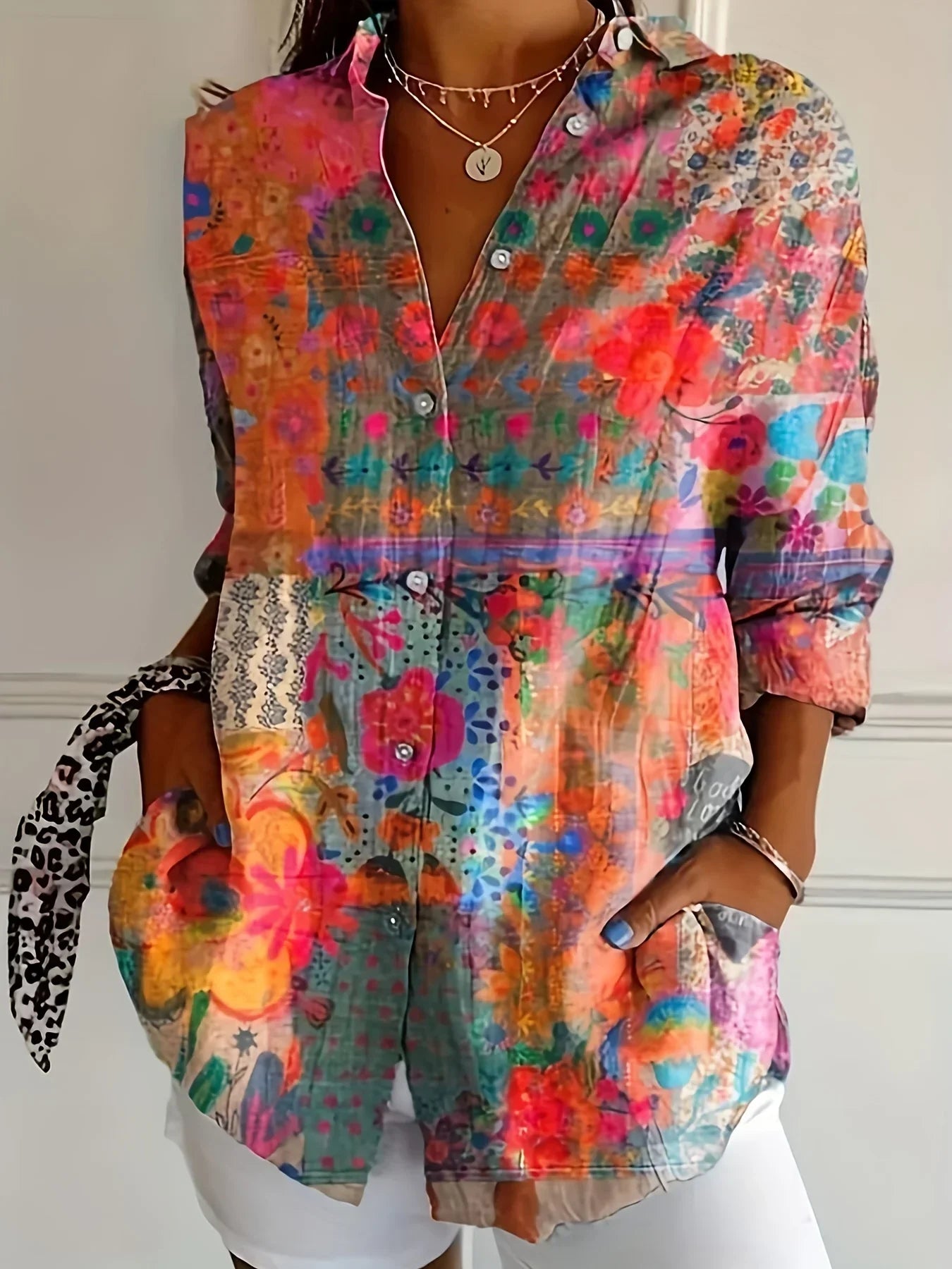 Poppy | Retro Bohemian Floral Long Sleeve Shirt