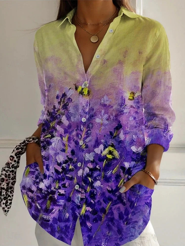 Lena | Floral Print Long Sleeve Shirt