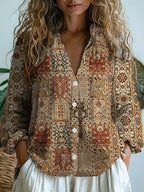 Maya | Bohemian Geometric Long Sleeve Shirt