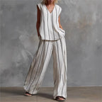 Evie™ | Striped Loose Top & Wide-Leg Pants Set