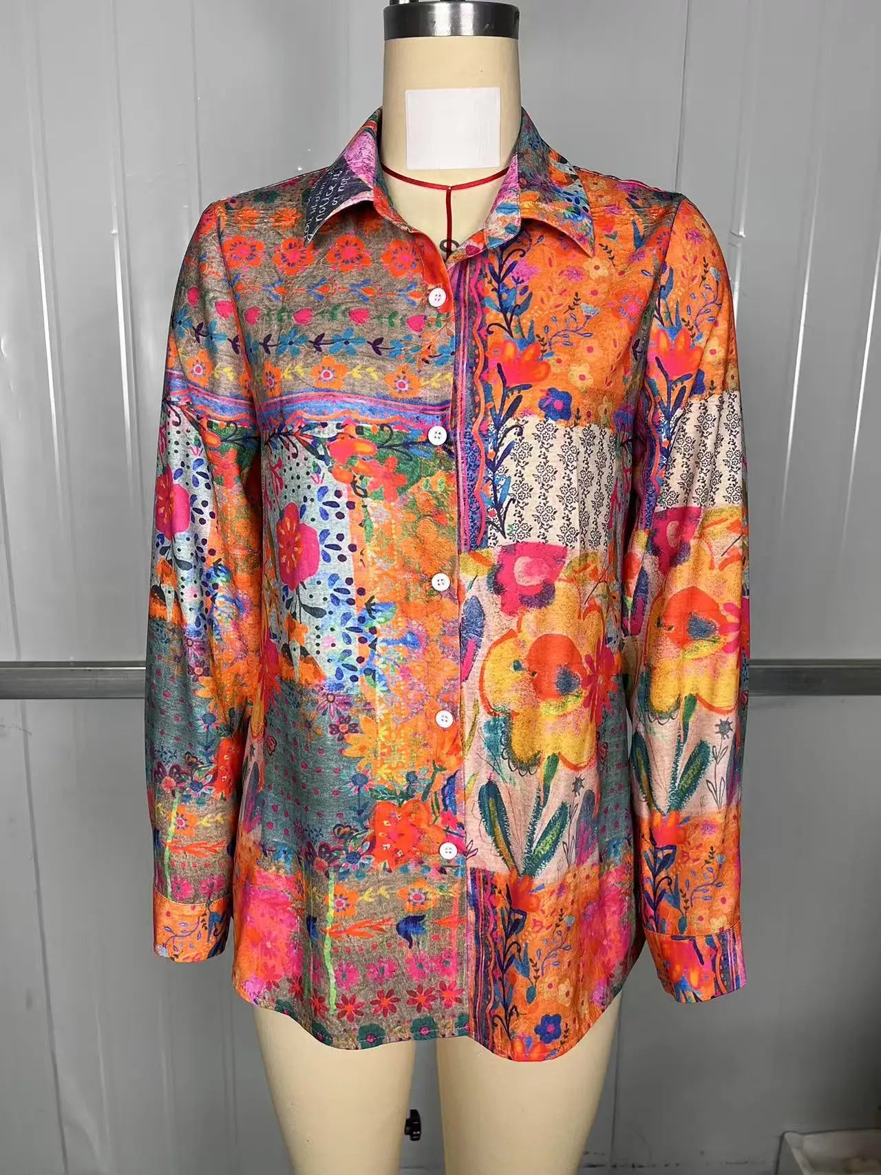 Poppy | Retro Bohemian Floral Long Sleeve Shirt